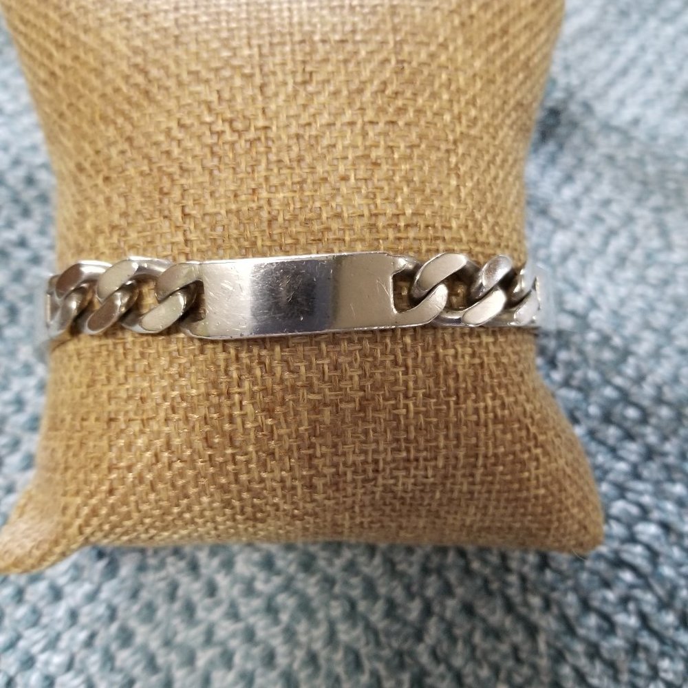 Heavy Italian 925 Sterling Silver Curb Link ID Bracelet Unisex